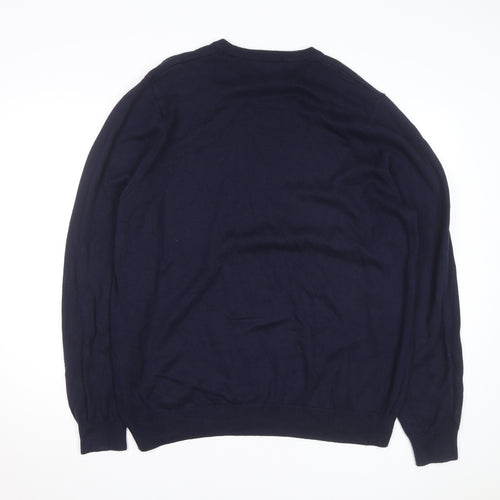 Marks and Spencer Men's Blue XL Cotton Crew Neck Jumper