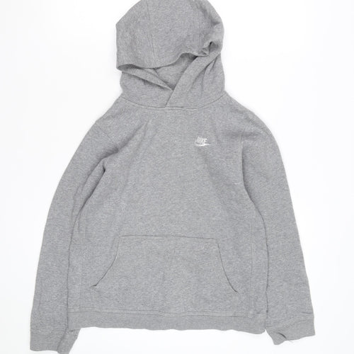 Nike Boys Grey Pullover Hoodie Sz 12-13 Years Cotton Blend Logo