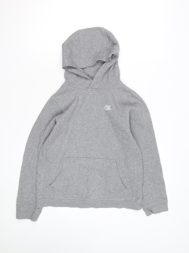 Nike Boys Grey Pullover Hoodie Sz 12-13 Years Cotton Blend Logo