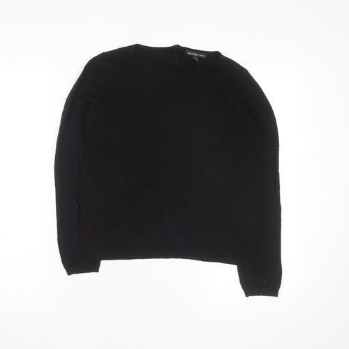 Mango Women Black XS Crew Neck Knit Pullover Jumper