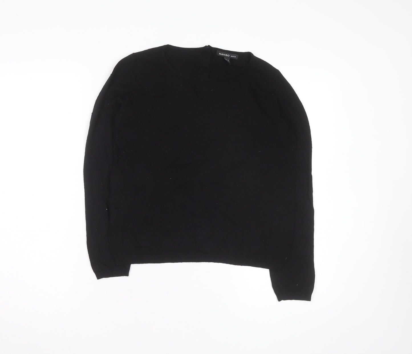 Mango Women Black XS Crew Neck Knit Pullover Jumper