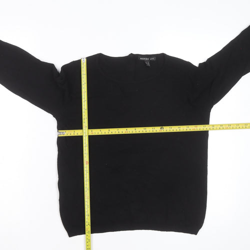 Mango Women Black XS Crew Neck Knit Pullover Jumper