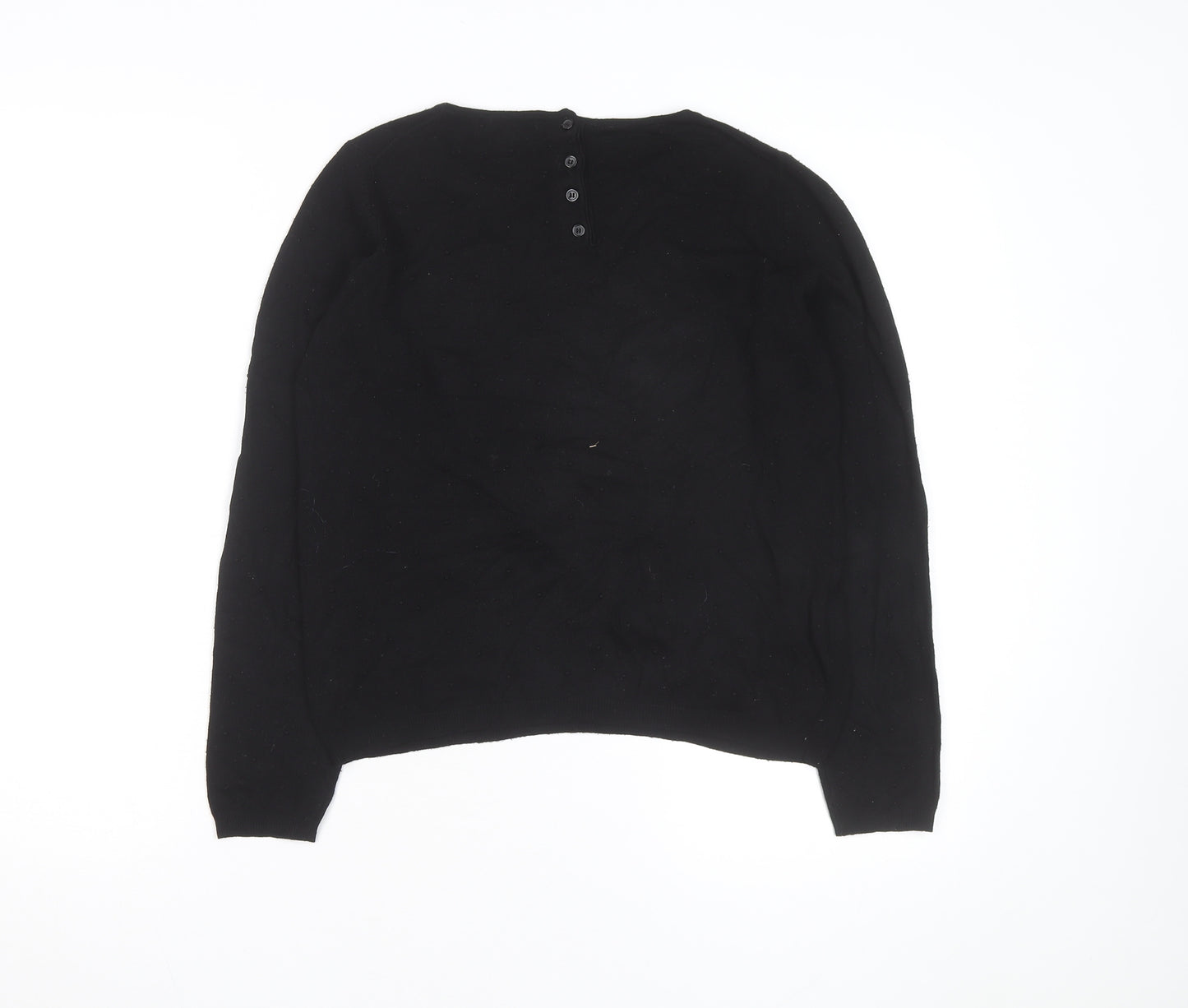 Mango Women Black XS Crew Neck Knit Pullover Jumper