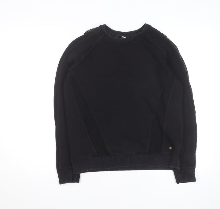 Biba Women Black Size 8 Lace Panel Pullover Sweatshirt
