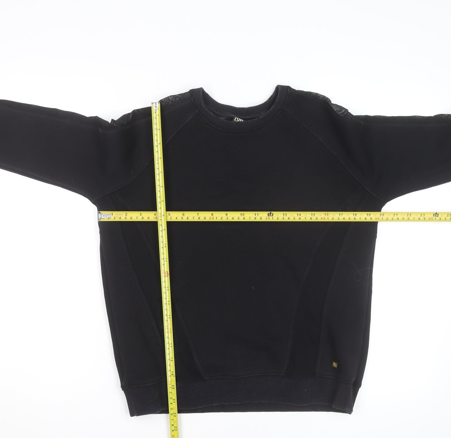 Biba Women Black Size 8 Lace Panel Pullover Sweatshirt
