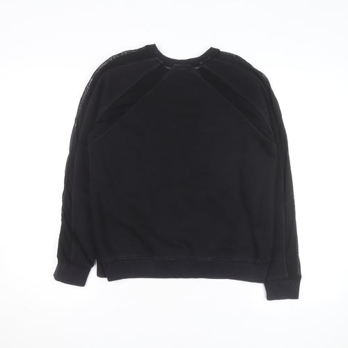 Biba Women Black Size 8 Lace Panel Pullover Sweatshirt