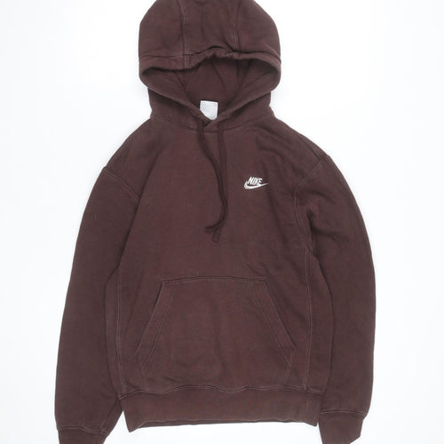 Nike Men's Brown Pullover Hoodie XS Fleece Logo Sweatshirt