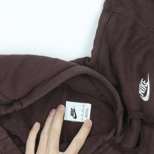 Nike Men's Brown Pullover Hoodie XS Fleece Logo Sweatshirt