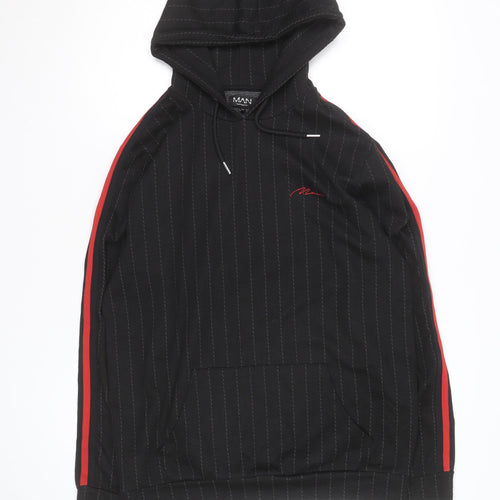 BoohooMAN Men’s Black Striped Pullover Hoodie Size M