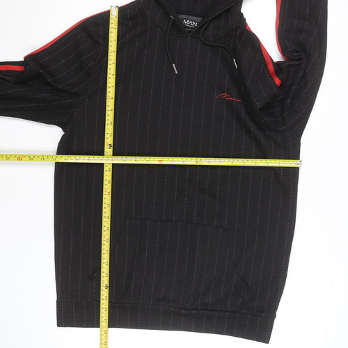 BoohooMAN Men’s Black Striped Pullover Hoodie Size M