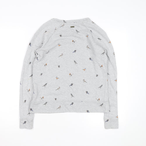 Barbour Women Grey Bird Print Cotton Sweatshirt Size 10 UK