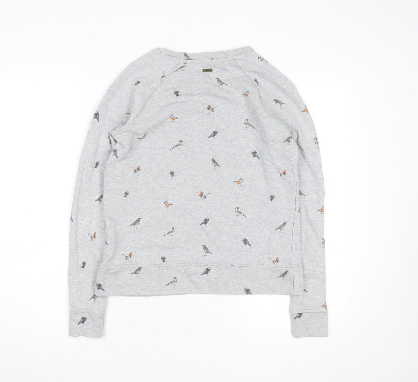Barbour Women Grey Bird Print Cotton Sweatshirt Size 10 UK