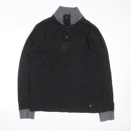 Hugo Boss Men's Black 2XL Stand Collar Long Sleeve Casual Top
