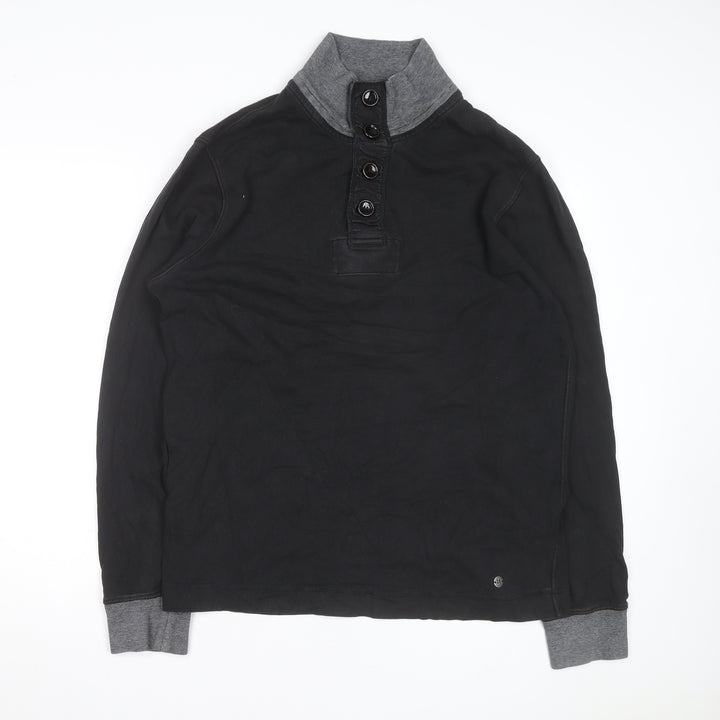 Hugo Boss Men's Black 2XL Stand Collar Long Sleeve Casual Top