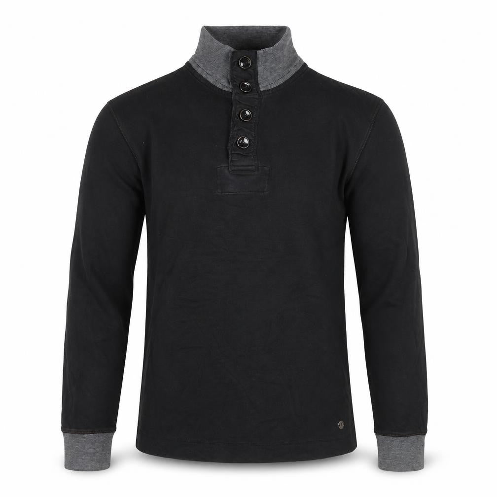 Hugo Boss Men's Black 2XL Stand Collar Long Sleeve Casual Top