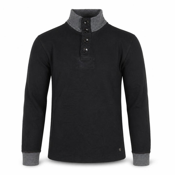 Hugo Boss Men's Black 2XL Stand Collar Long Sleeve Casual Top