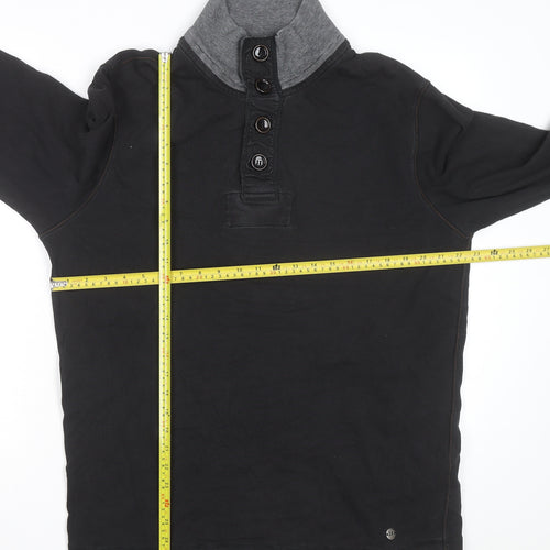 Hugo Boss Men's Black 2XL Stand Collar Long Sleeve Casual Top