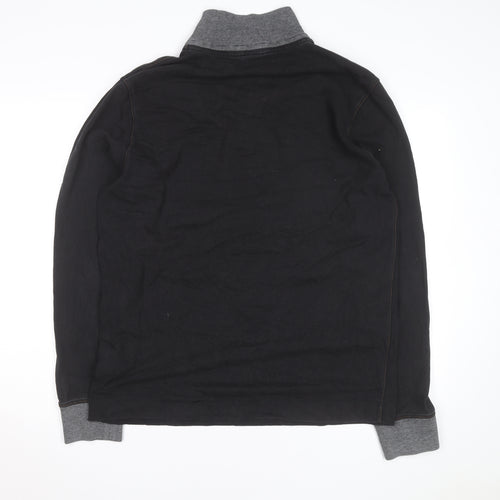 Hugo Boss Men's Black 2XL Stand Collar Long Sleeve Casual Top