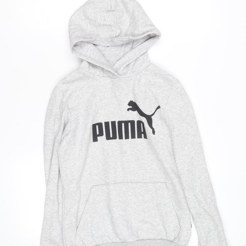 Puma Boys Grey Hoodie Size 146 Pullover Hooded Sweatshirt