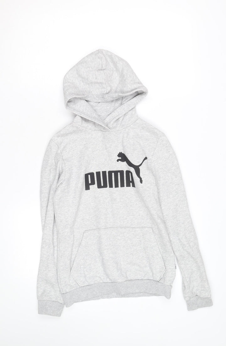 Puma Boys Grey Hoodie Size 146 Pullover Hooded Sweatshirt