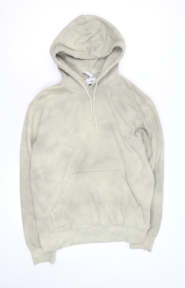 H&M Men's Beige Relaxed Fit Pullover Hoodie Size L