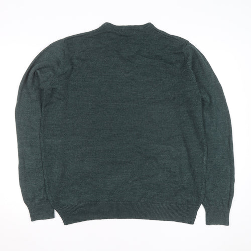 James Pringle Men's Green XL V-Neck Acrylic Knit Jumper