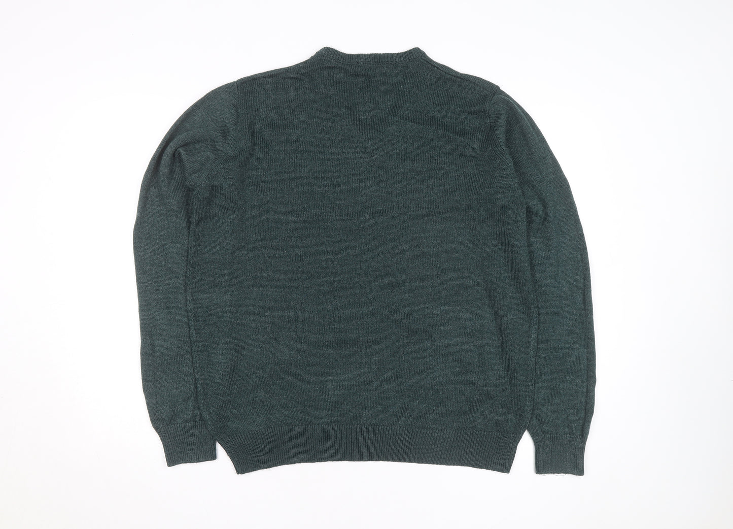 James Pringle Men's Green XL V-Neck Acrylic Knit Jumper
