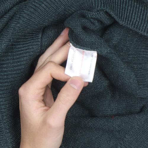 James Pringle Men's Green XL V-Neck Acrylic Knit Jumper