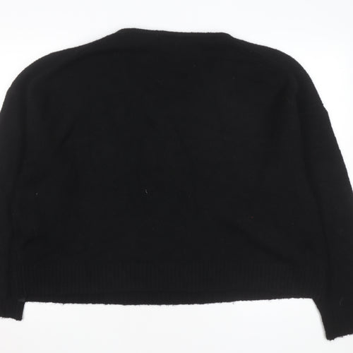 Superdry Women Black V-Neck Wool Blend Jumper Size 14