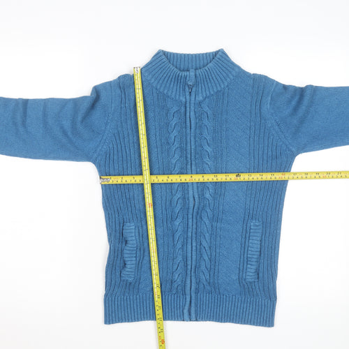 Isle Essentials Women's Blue Full Zip Cotton Jumper Size S 10-12