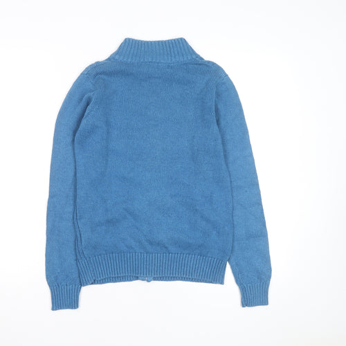 Isle Essentials Women's Blue Full Zip Cotton Jumper Size S 10-12