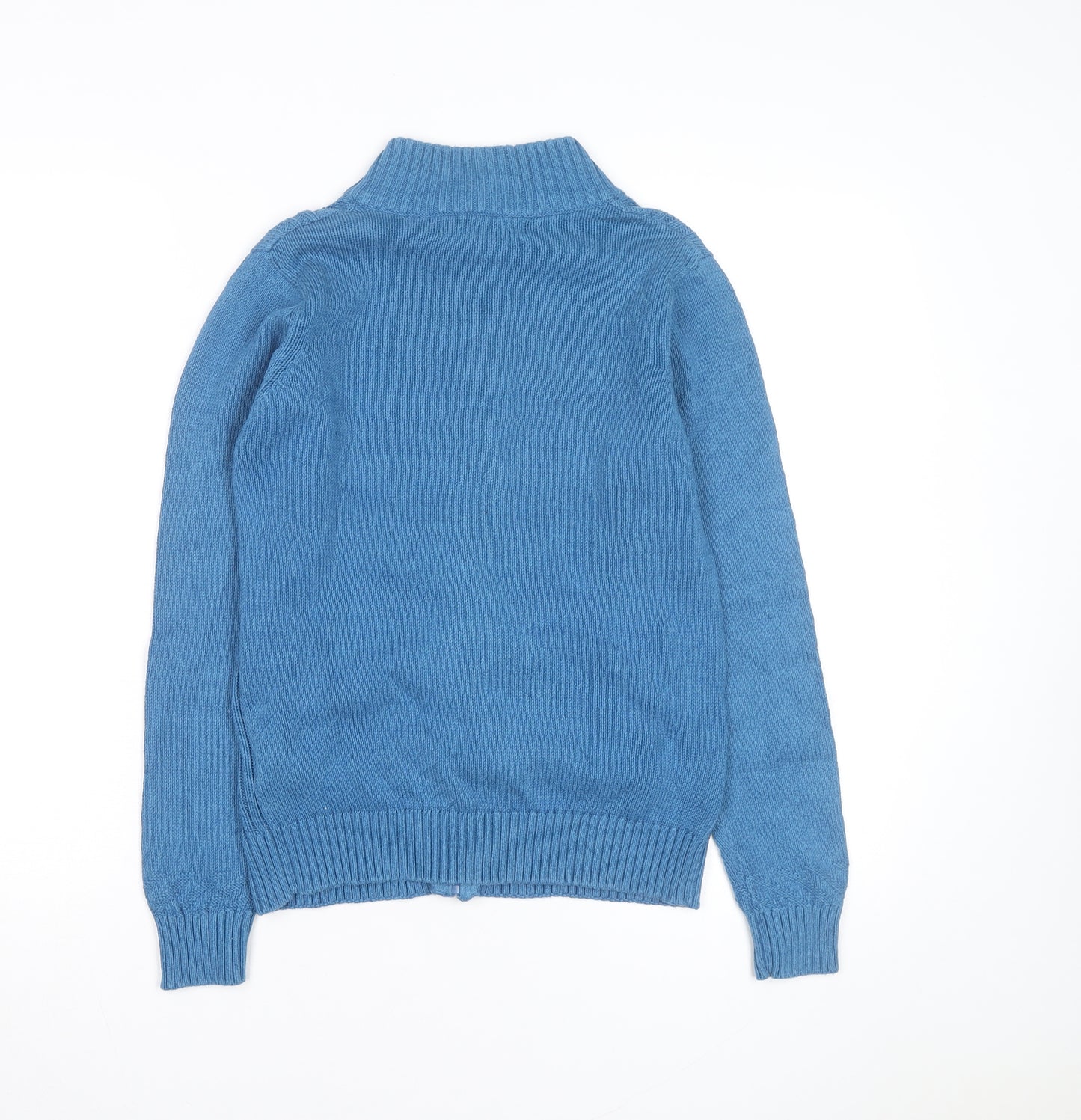 Isle Essentials Women's Blue Full Zip Cotton Jumper Size S 10-12