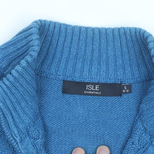 Isle Essentials Women's Blue Full Zip Cotton Jumper Size S 10-12