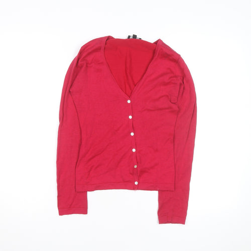 Kookai Women Red V-Neck Button Cardigan Size S