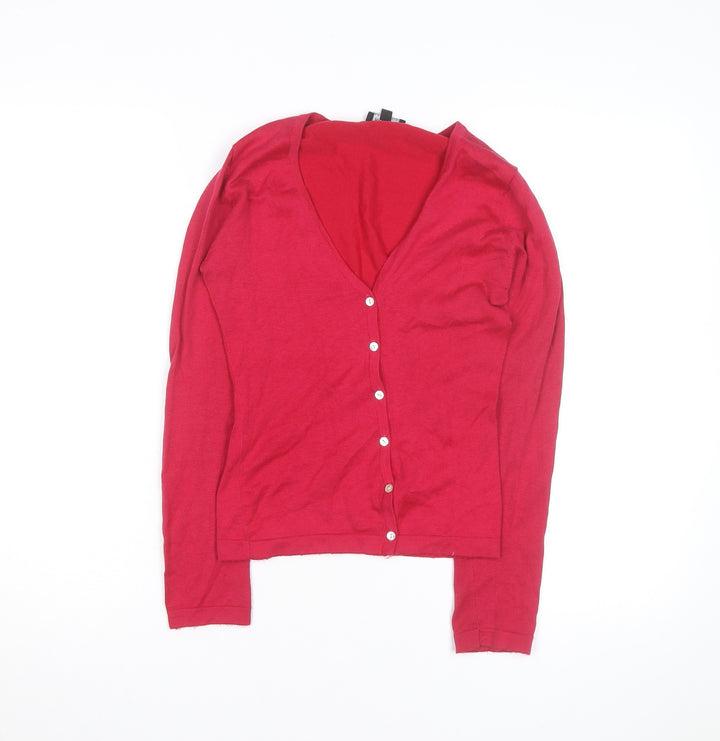 Kookai Women Red V-Neck Button Cardigan Size S