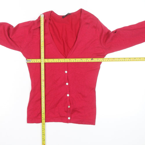 Kookai Women Red V-Neck Button Cardigan Size S