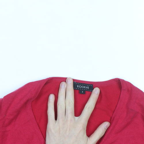 Kookai Women Red V-Neck Button Cardigan Size S