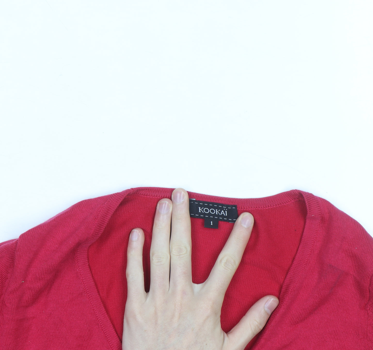 Kookai Women Red V-Neck Button Cardigan Size S
