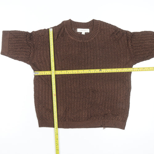 Marks and Spencer Per Una Brown Open-Knit Short Sleeve Women’s Jumper Size S