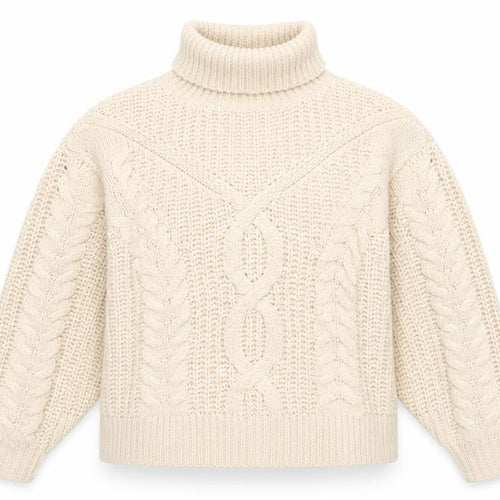 Tularosa Women Beige Roll Neck Chunky-Knit Jumper Size S
