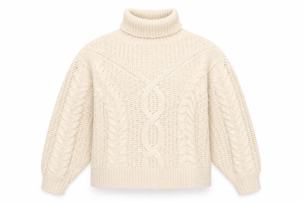 Tularosa Women Beige Roll Neck Chunky-Knit Jumper Size S