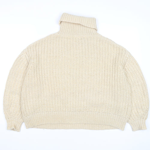Tularosa Women Beige Roll Neck Chunky-Knit Jumper Size S