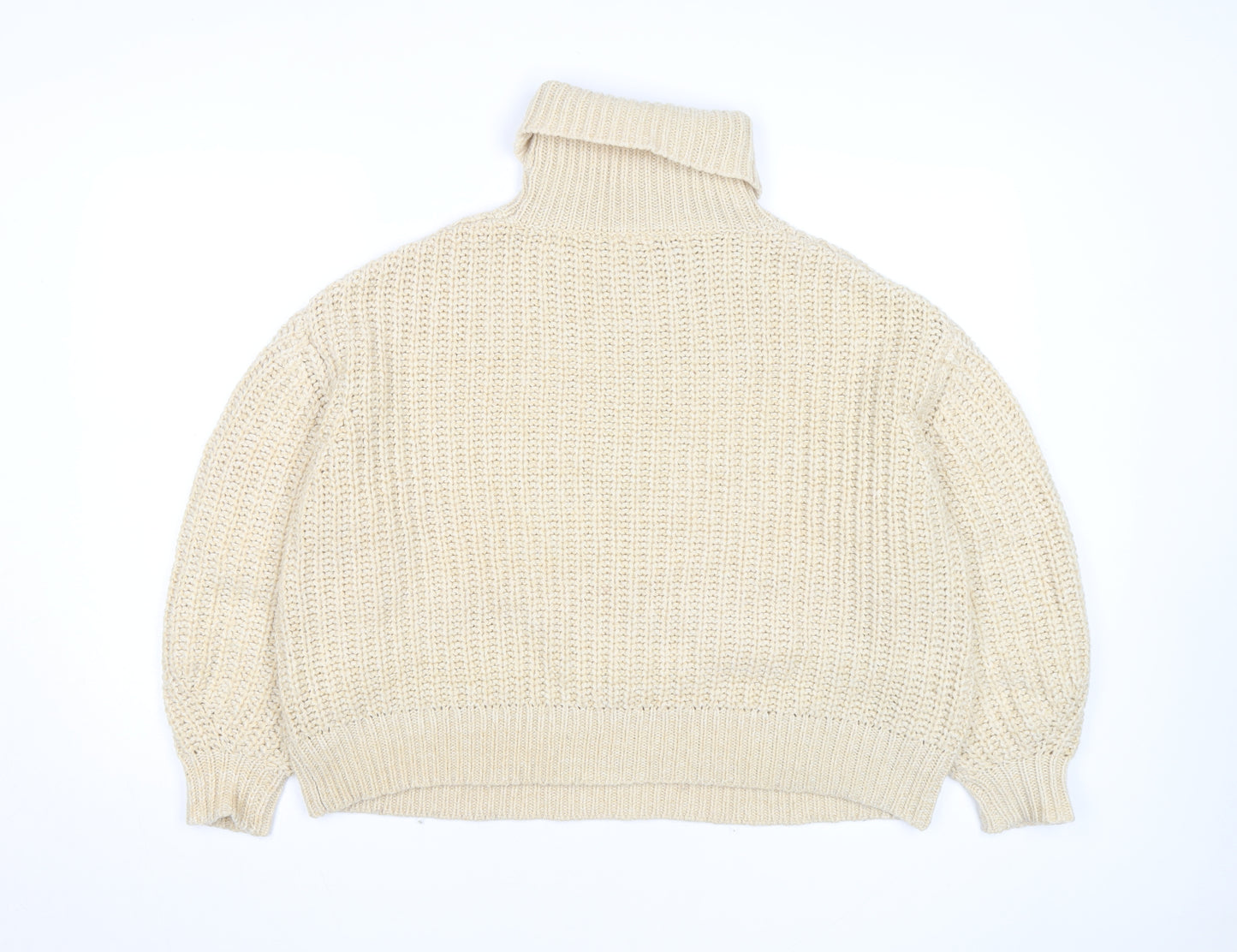 Tularosa Women Beige Roll Neck Chunky-Knit Jumper Size S