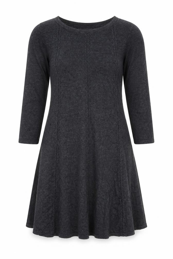 Monsoon Women Grey Wool Blend A-Line Knit Dress Size 12
