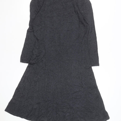 Monsoon Women Grey Wool Blend A-Line Knit Dress Size 12