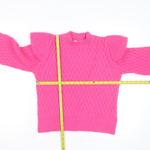 Warehouse Women’s Pink Cable-Knit Mock Neck Jumper Size S