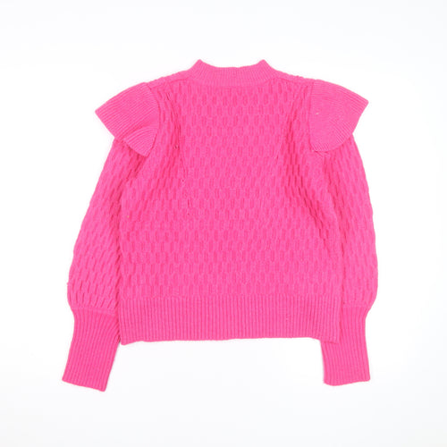Warehouse Women’s Pink Cable-Knit Mock Neck Jumper Size S