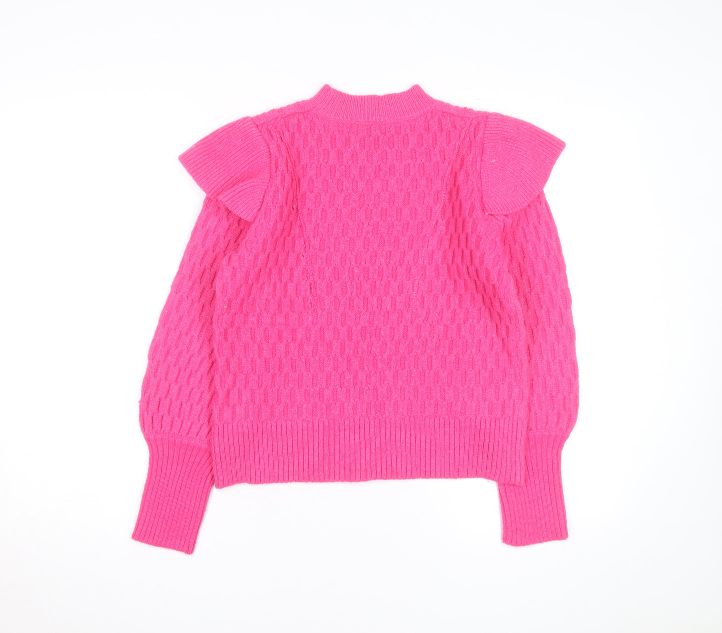 Warehouse Women’s Pink Cable-Knit Mock Neck Jumper Size S