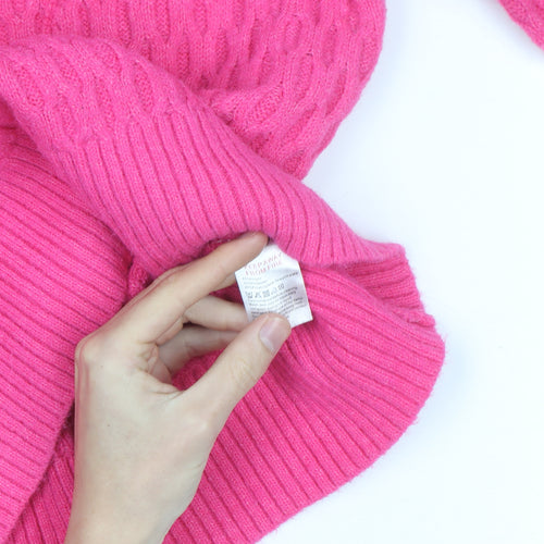 Warehouse Women’s Pink Cable-Knit Mock Neck Jumper Size S