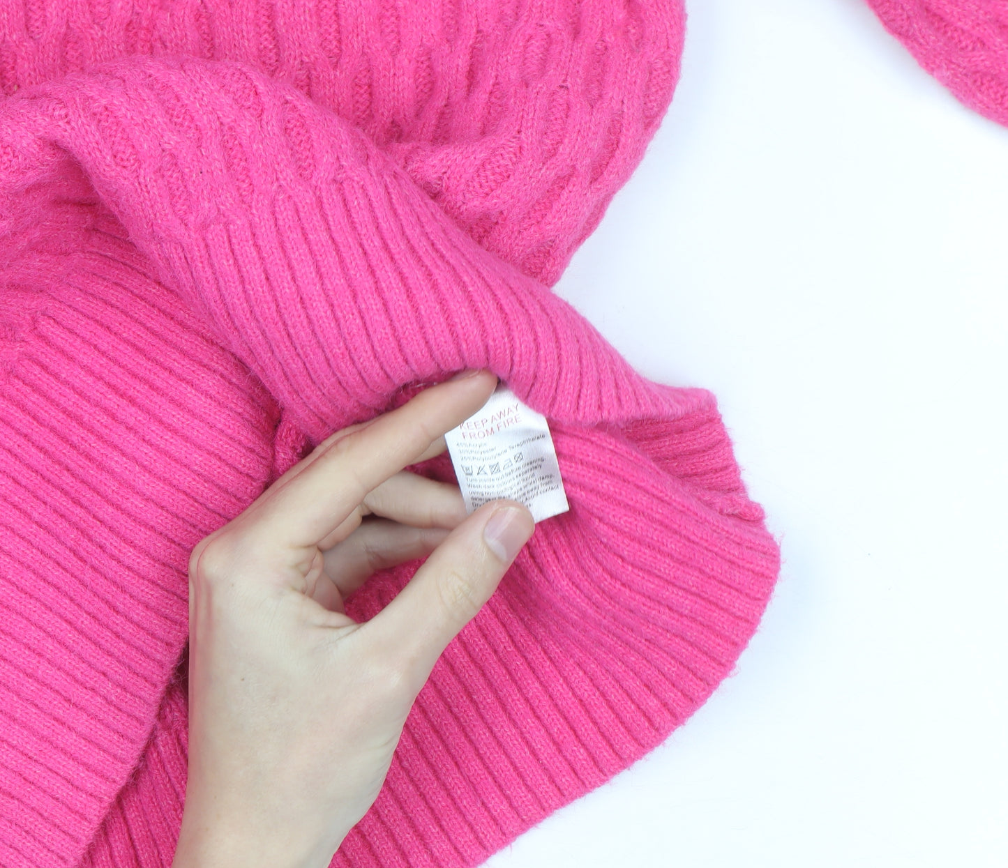 Warehouse Women’s Pink Cable-Knit Mock Neck Jumper Size S